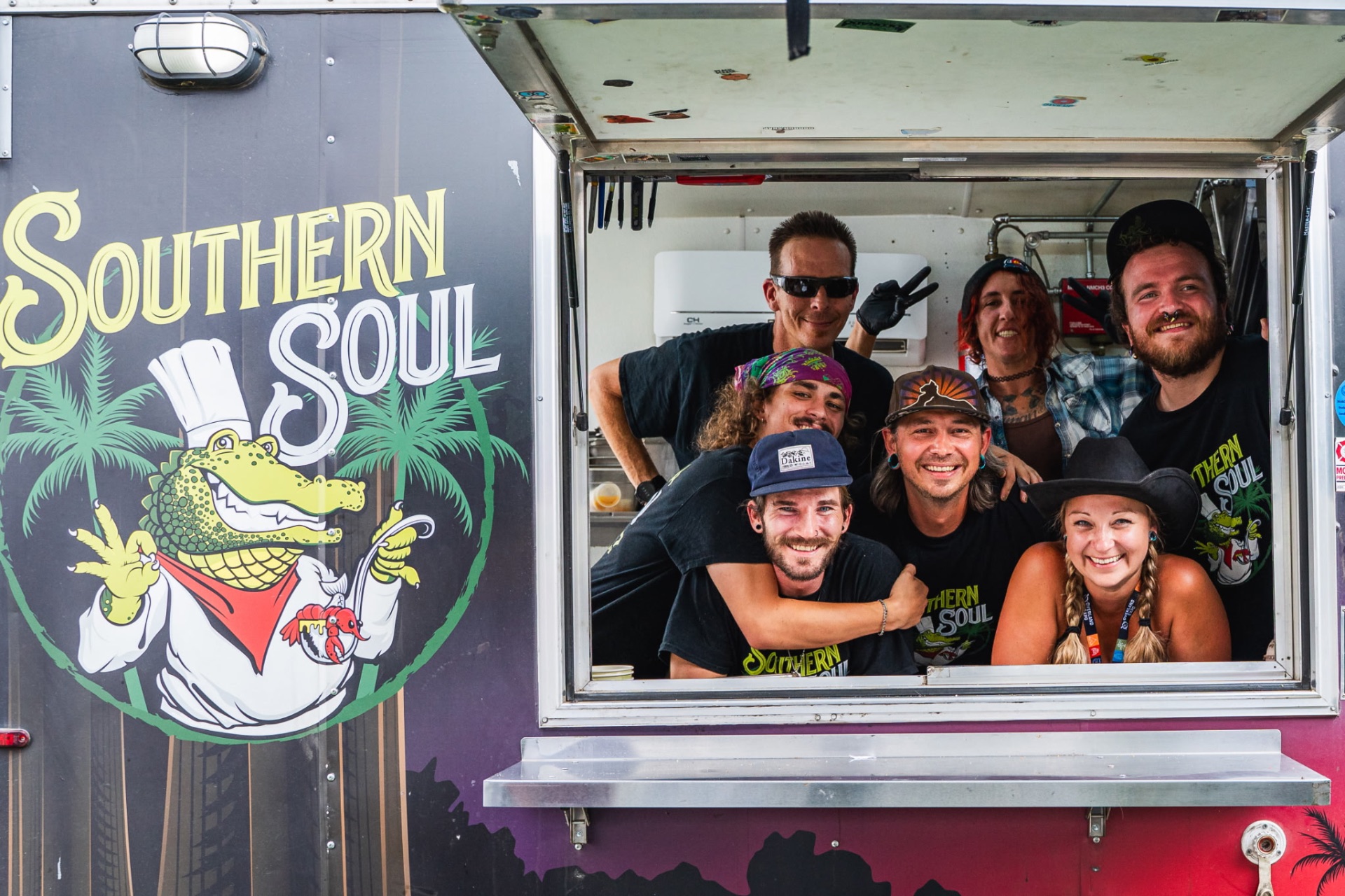 Southern Soul crew smiling from the food truck window